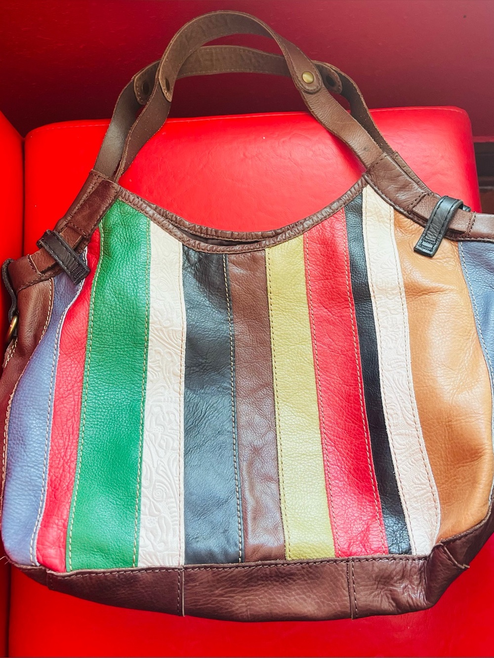 Lucky Brand Leather Striped Bag ✨Vintage Inspired